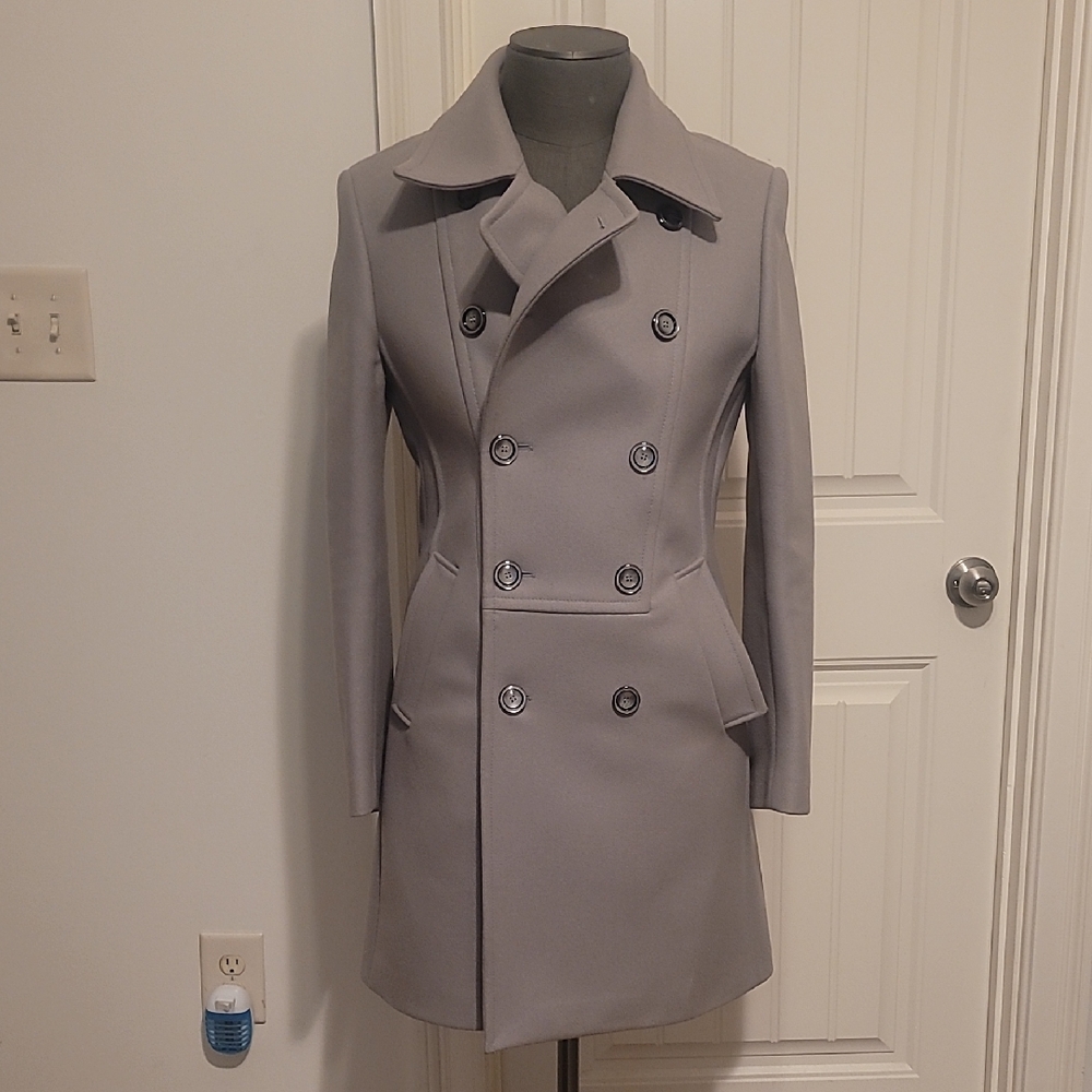 Zara Men's Light Gray Wool Pea Coat